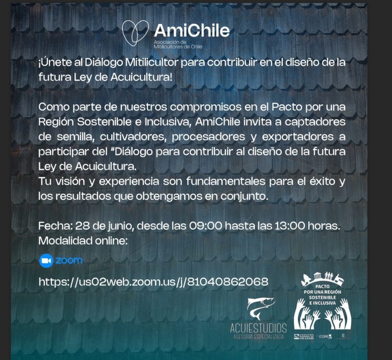 AMICHILE INVITA A PARTICIPAR DEL 2° DIALOGO SOBRE LEY DE ACUICULTURA